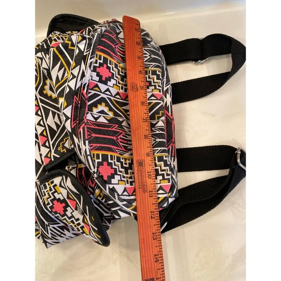 Aztec Backpack Tribal Print Canvas Cotton Multiple Pockets Adjustable Straps - Picture 9 of 9